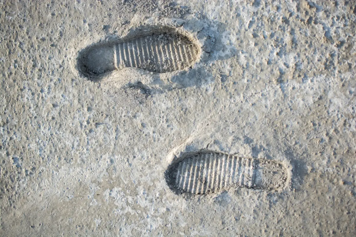 footsteps in wet concrete