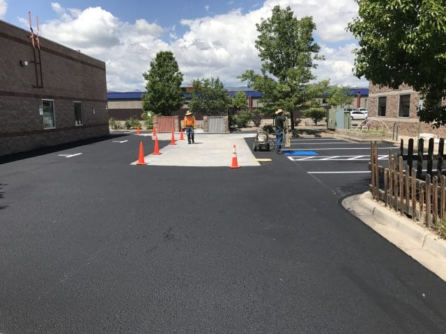 Parking lot being striped