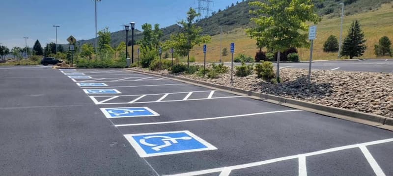 Parking lot with ADA parking stalls