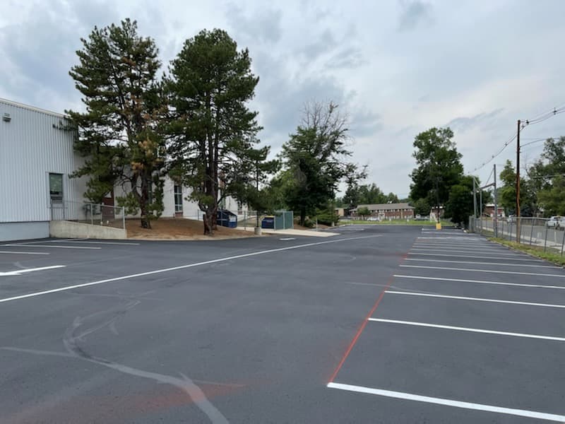 Littleton Public Schools parking lot with new ADA striping