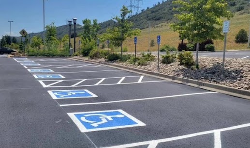 parking lot with new ADA stalls
