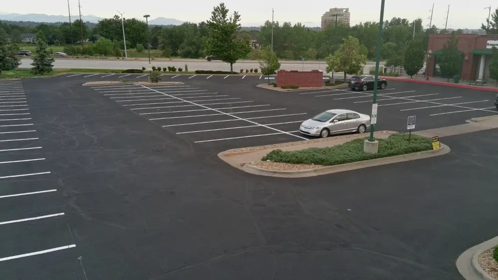 Aerial view of parking lot in Littleton CO