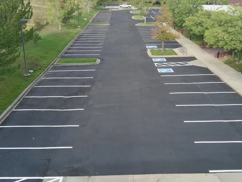 Areal view of Qualcomm parking lot in Boulder, CO