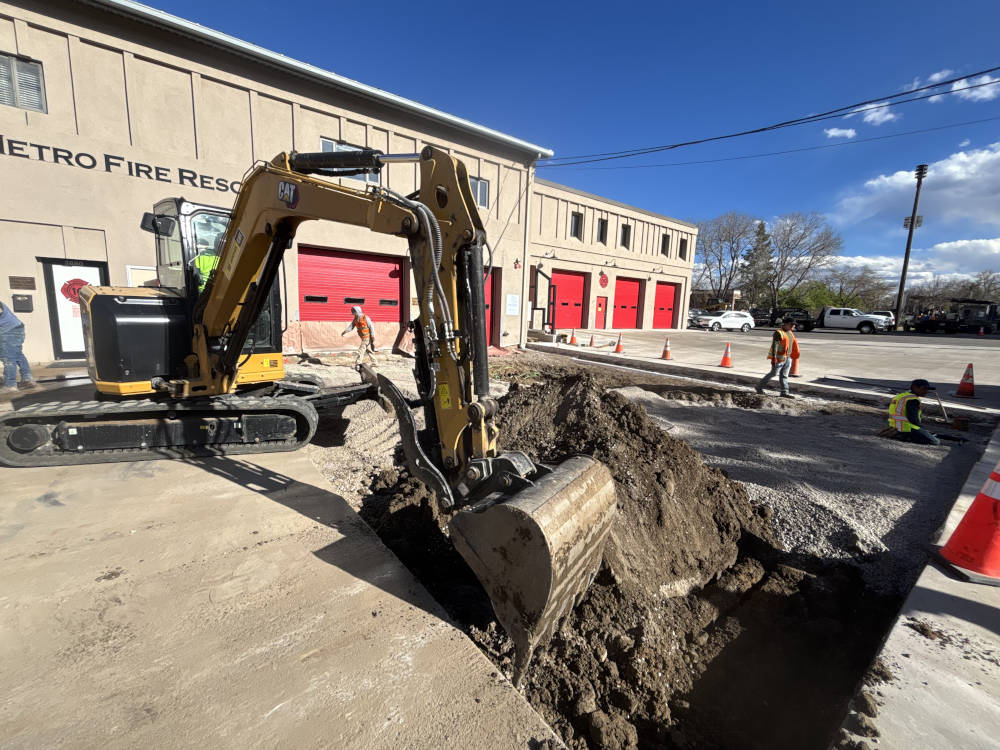 Base of frie station being fixed
